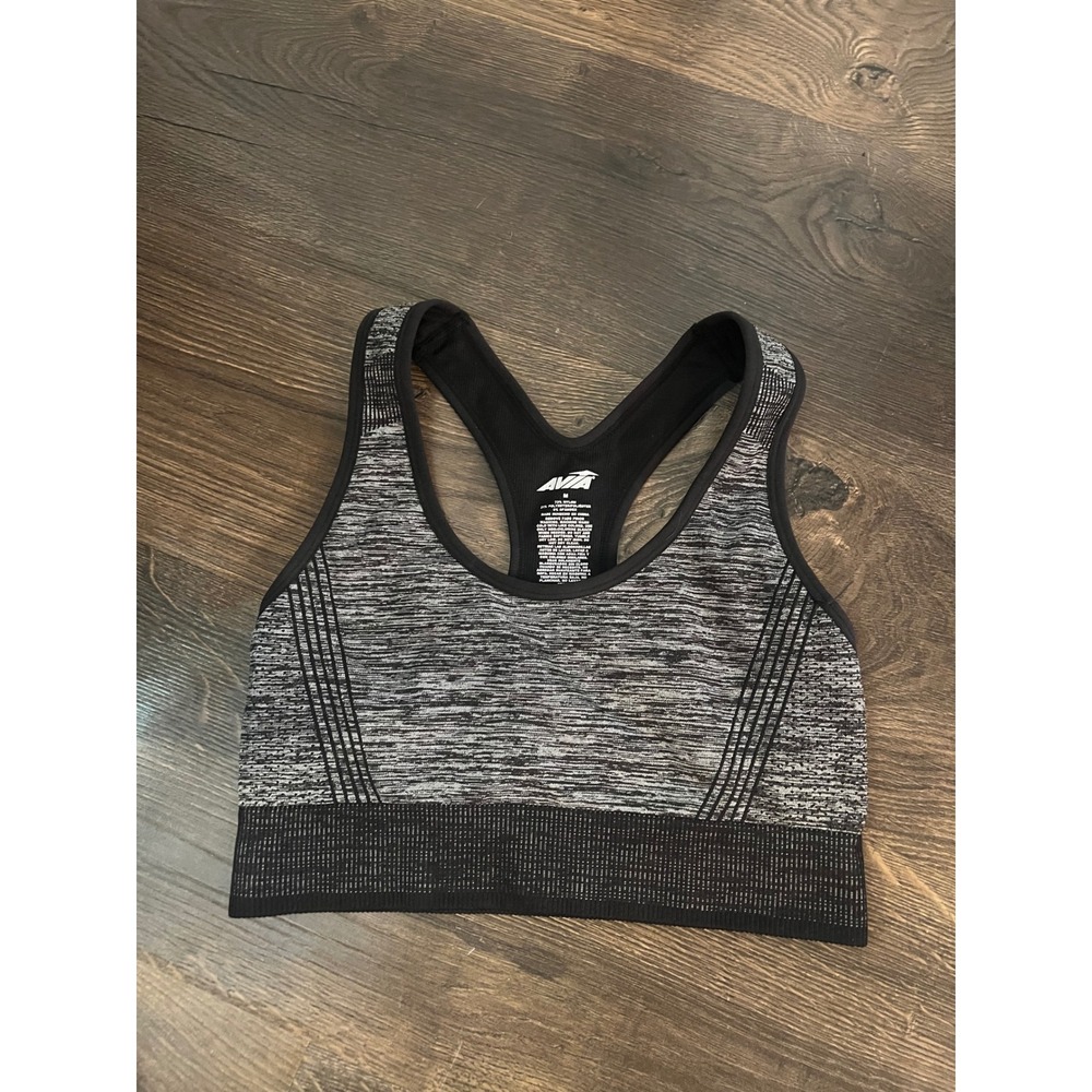 Avia Womens‎ Gray Space Dye Seamless Racerback Sports Bra Size Medium